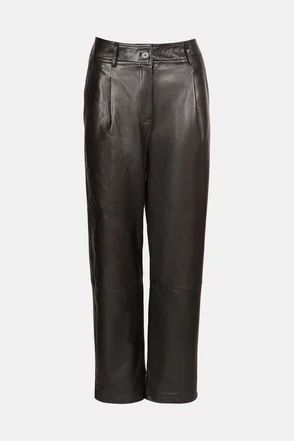 Real Leather Pleat Front Peg Trouser | Warehouse UK & IE
