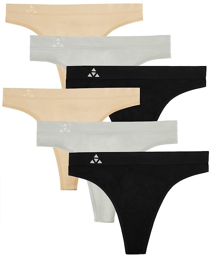 Balanced Tech Women's 6-Pack Quick Dry Breathable Seamless Thong Panties Underwear | Amazon (US)