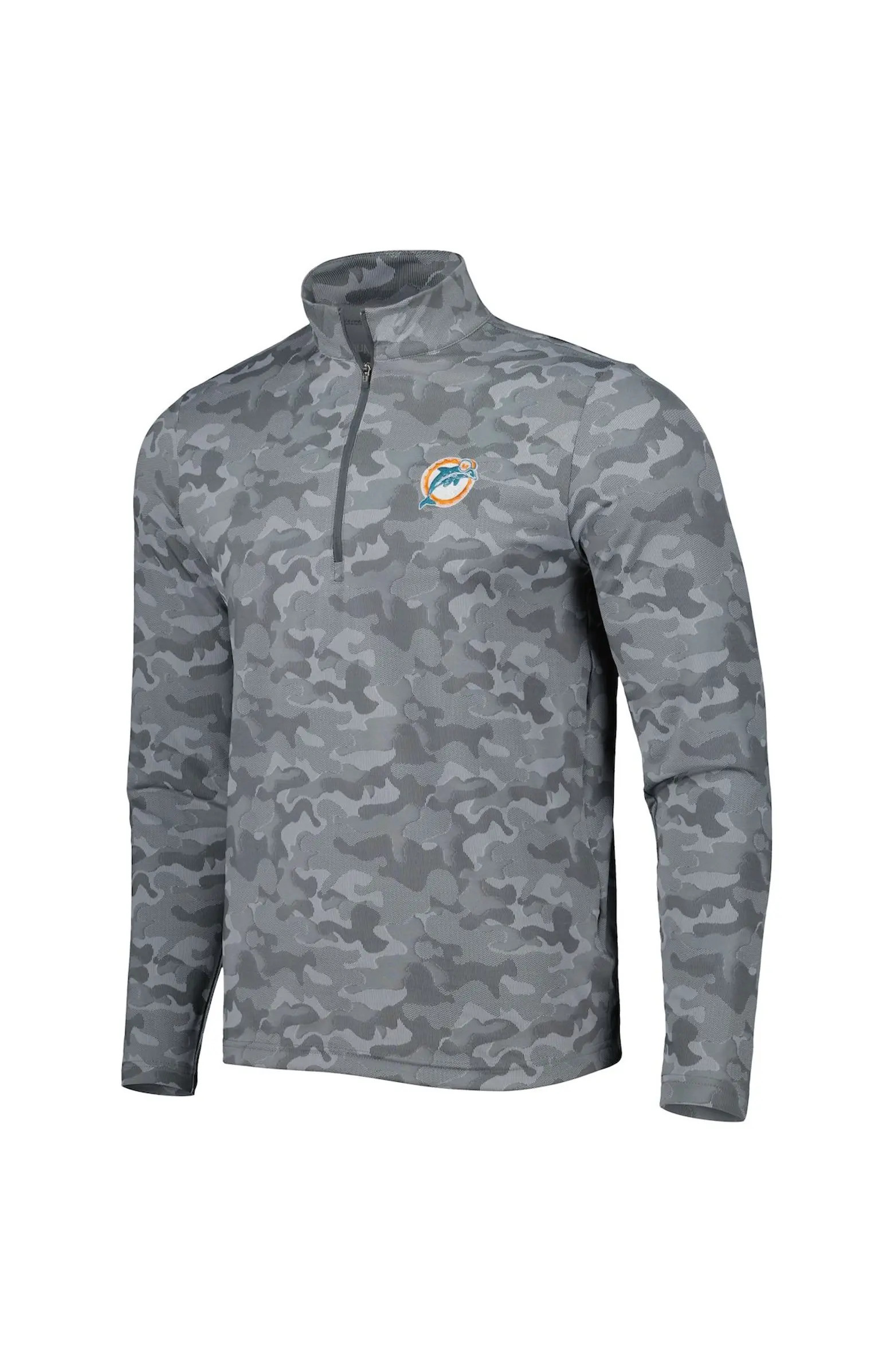 ANTIGUA Men's Antigua Gray Miami Dolphins Brigade Throwback Quarter-Zip Top | Nordstrom | Nordstrom