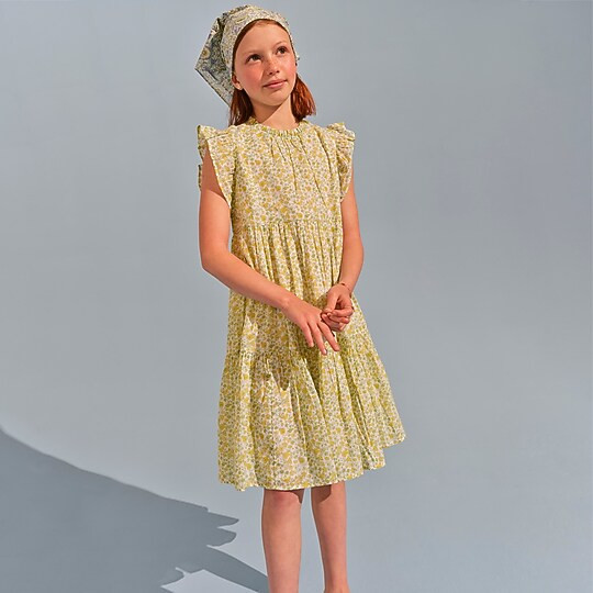 Girls' ruffle tiered dress in tossed floral | J. Crew US