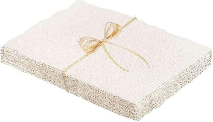Prudiut 25 Sheets Cotton Watercolor Paper, 300 GSM Deckled Edge, 5 x 7 inch, Rough/Textured, Whit... | Amazon (US)