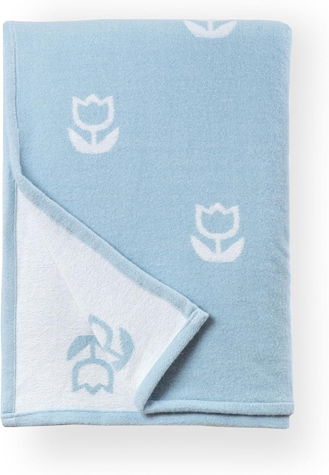 Hofdeco Premium Coastal Decorative Throw Blanket for Patio Couch Sofa, Baby Blue Tulips Floral wi... | Amazon (US)