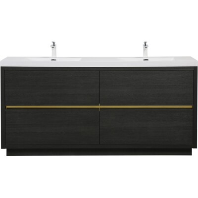 CASAINC 72" Freestanding Bathroom Vanity Cabinet with Sink 72-in Black Undermount Double Sink Bat... | Lowe's