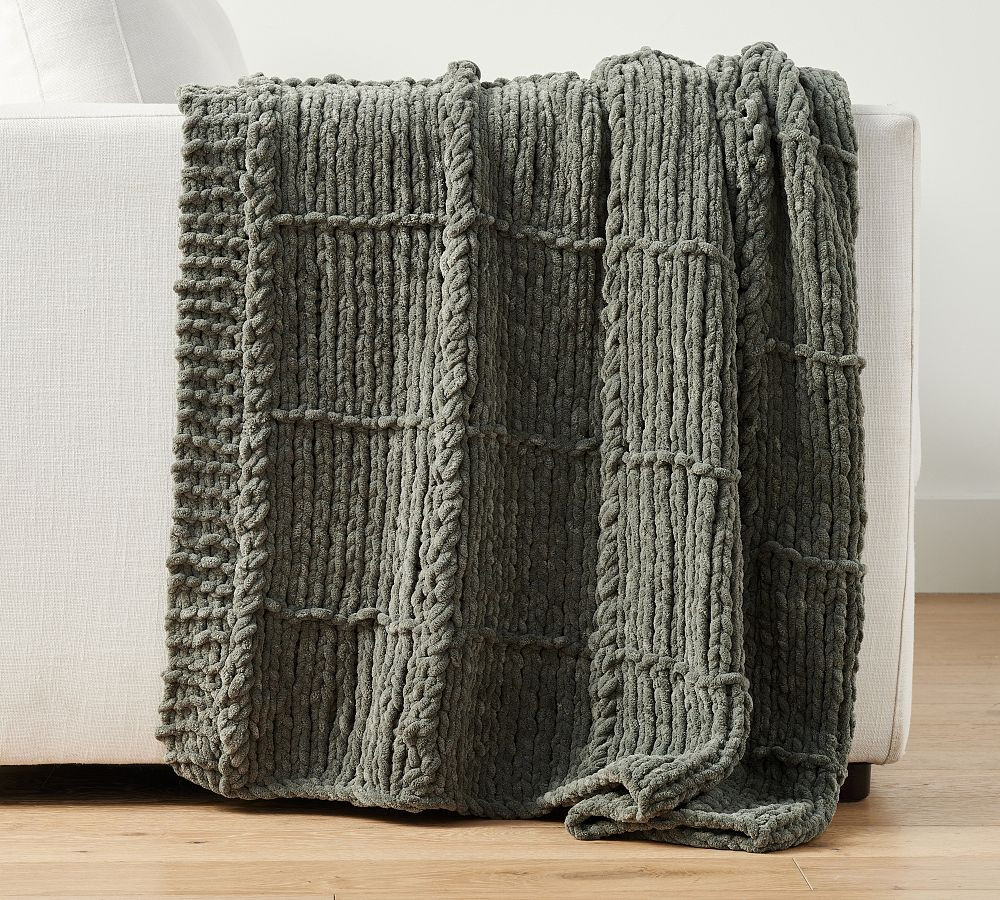Chenille Windowpane Throw | Pottery Barn (US)