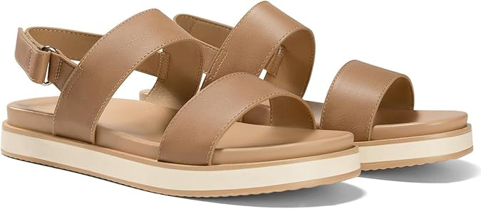 Coutgo Women's Arch Support Adjustable Strap Flat Sandals | Amazon (US)