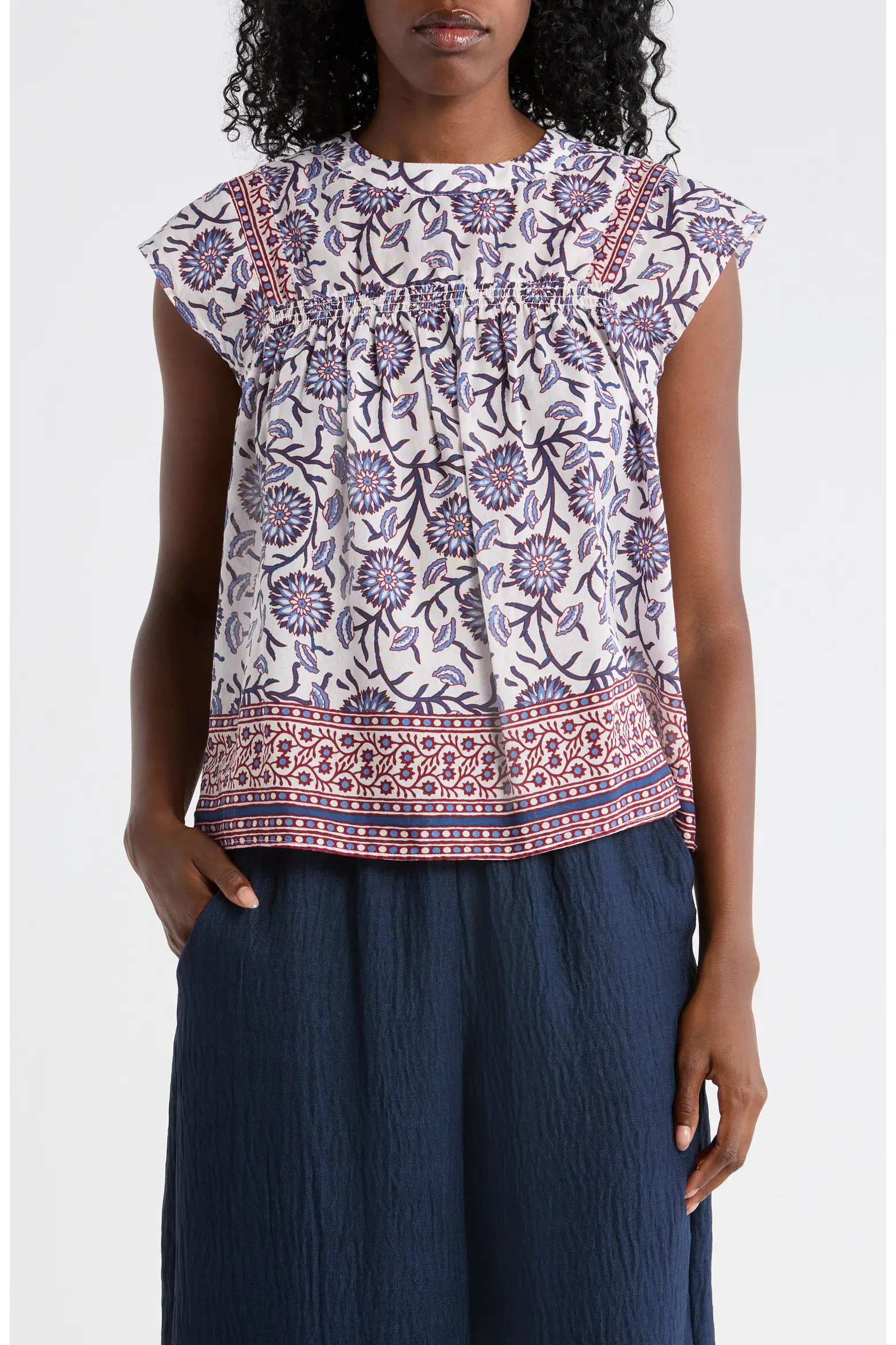 Floral Smocked Cotton Top (Women) | Nordstromrack | Nordstrom Rack