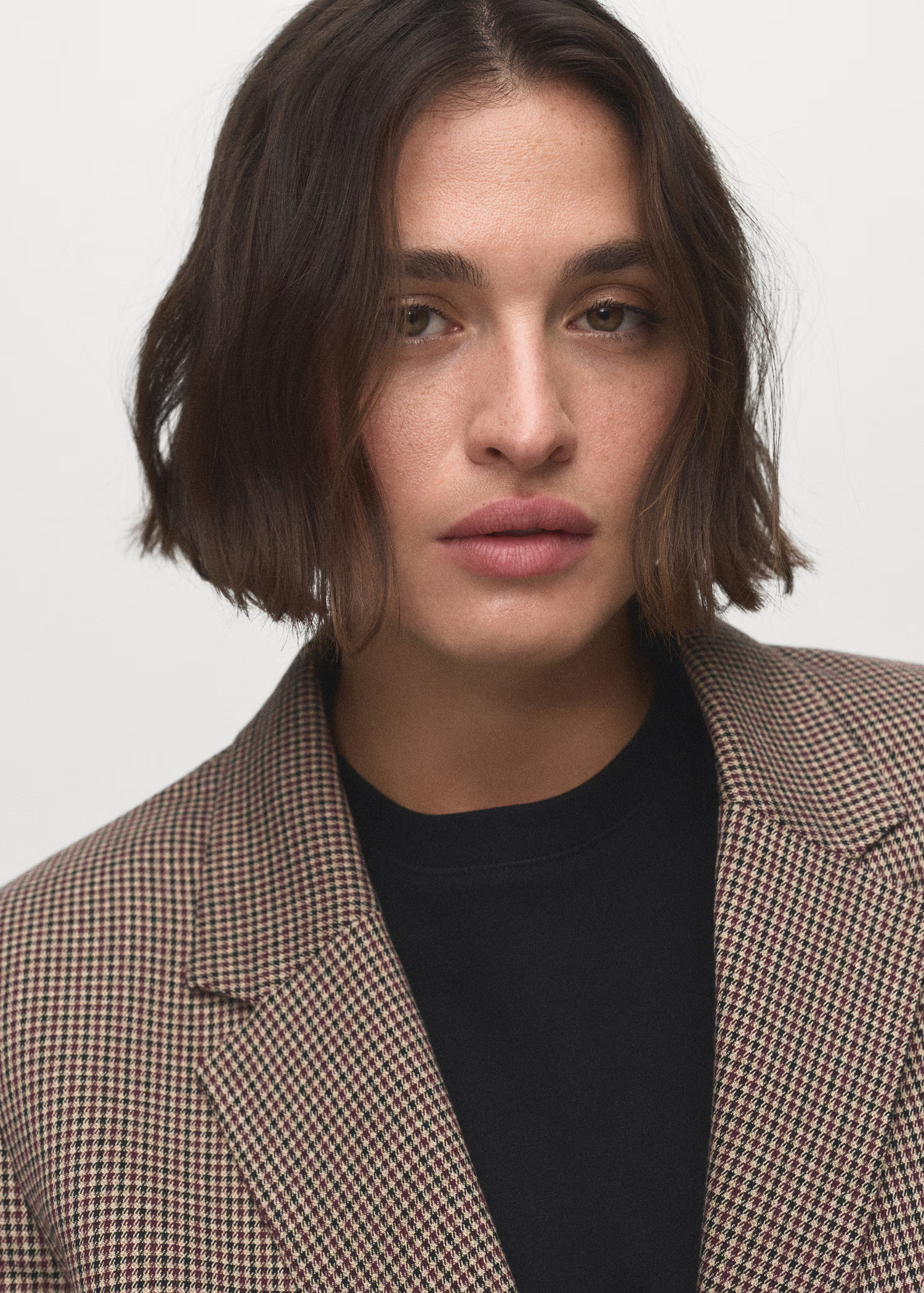 Micro-houndstooth double-breasted jacket - Women | MANGO United Kingdom | MANGO (UK)