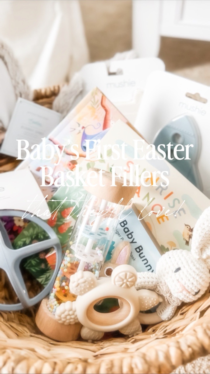 These Easter basket fillers are perfect for baby’s first Easter. 🫶🏻 

We always add some books, creative activities, toys, summer clothes and accessories, and of course a stuffy. 

#momsofinstagram #motherhoodunfiltered #momreels #lifeasmama #motherhoodintheraw