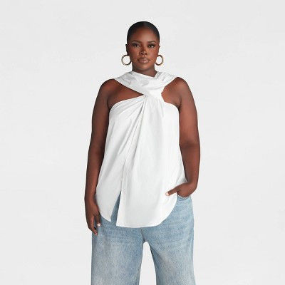KBB by KAHLANA Women's 'The Twist Neck Shirt' - White XXL | Target