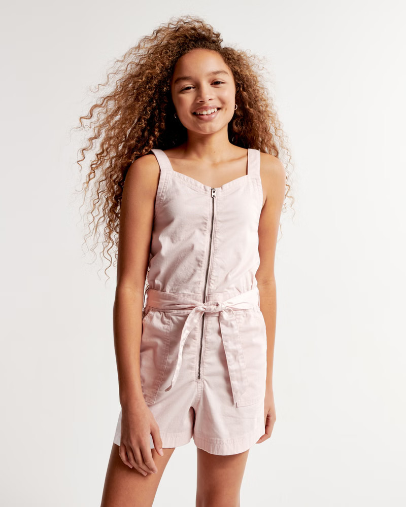 girls belted twill romper | girls dresses & rompers | Abercrombie.com | Abercrombie & Fitch (US)