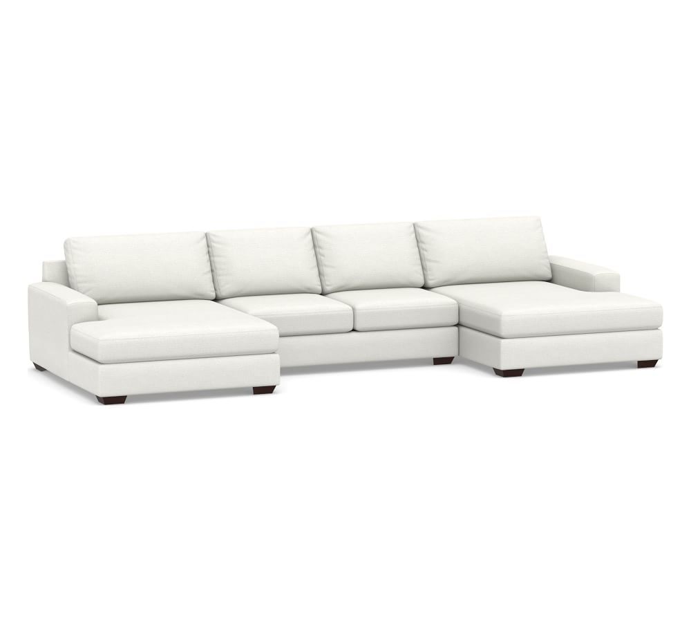 Big Sur Square Arm Upholstered U-Shaped Double Chaise Sectional | Pottery Barn (US)