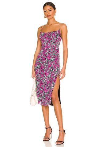 MORE TO COME Claudia Cami Midi Dress in Pink Floral from Revolve.com | Revolve Clothing (Global)