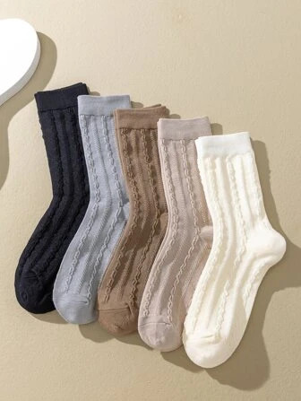5pairs Solid Crew Socks | SHEIN
