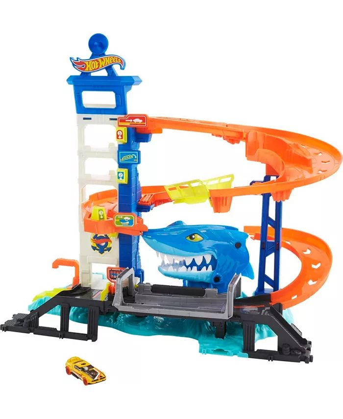 Hot Wheels Track Set and 1:64 Scale Toy Car, City Shark Escape, Multi-Level Playset & Reviews - A... | Macys (US)
