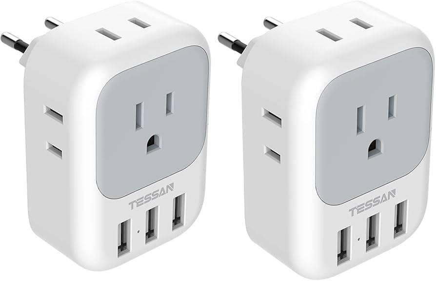 TESSAN European Travel Plug Adapter 2 Pack, US to Europe Power Adapter with 4 AC Outlets and 3 US... | Amazon (US)