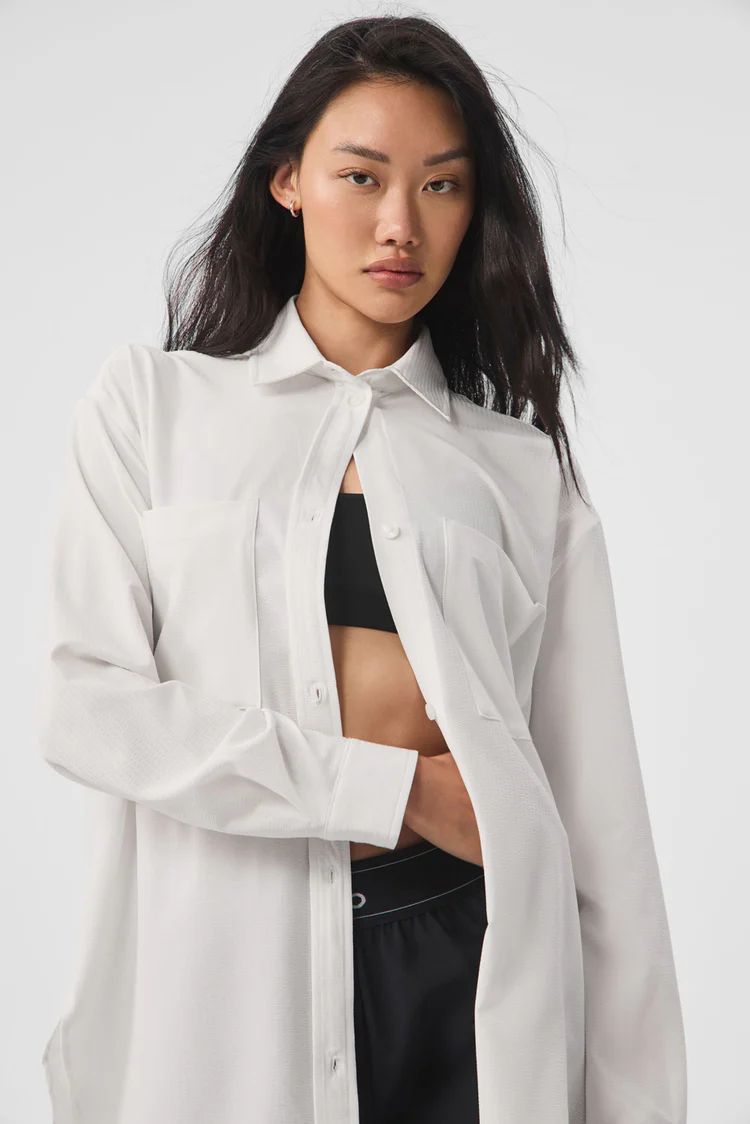 Dreamscape Button Down Long Sleeve - White | Alo Yoga