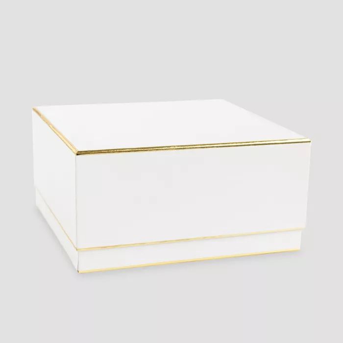 White and Gold Edge Large Square Box - Sugar Paper&#8482; | Target