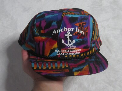 Vintage All Over Print Snapback Hat Neon 90s Bright Colors Lake Tawakoni  | eBay | eBay US