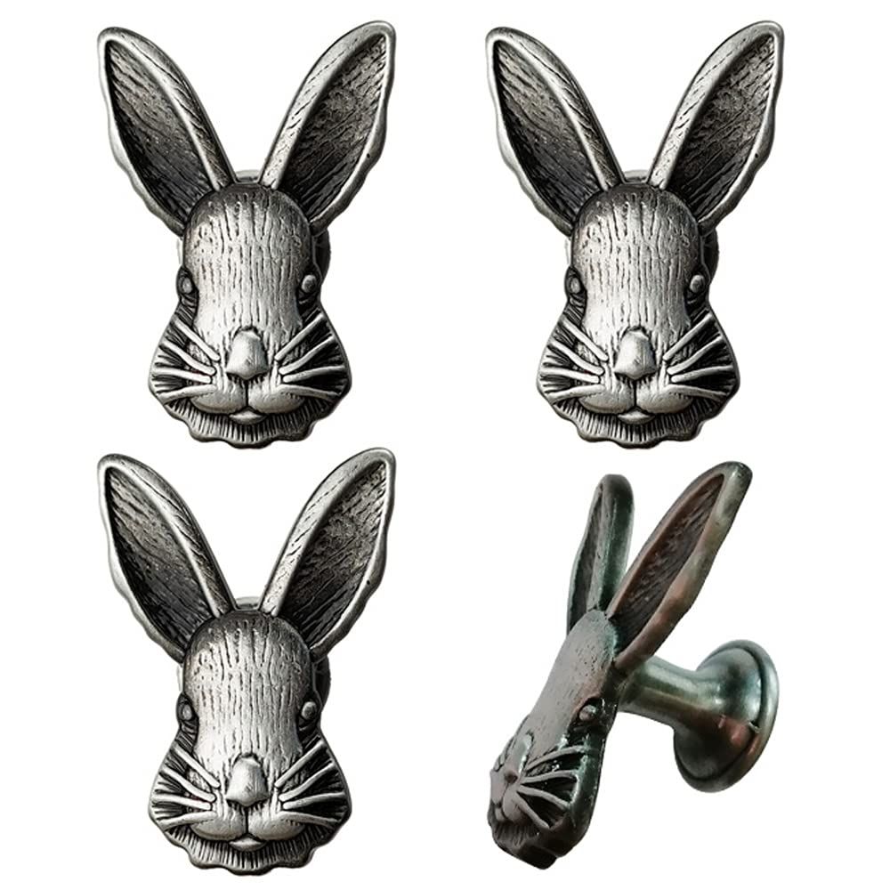 brandname, Mizhang Rabbit Knobs 4 Pcs Kitchen Cabinet Bunny Pull Drawer Knob Zinc Alloy Single Ho... | Amazon (US)