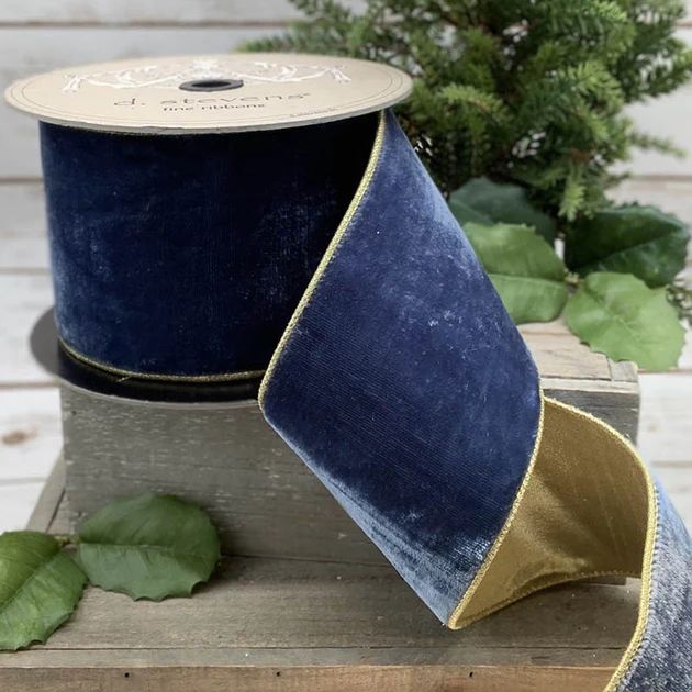 Blue Christmas Velvet Ribbon | Cailini Coastal