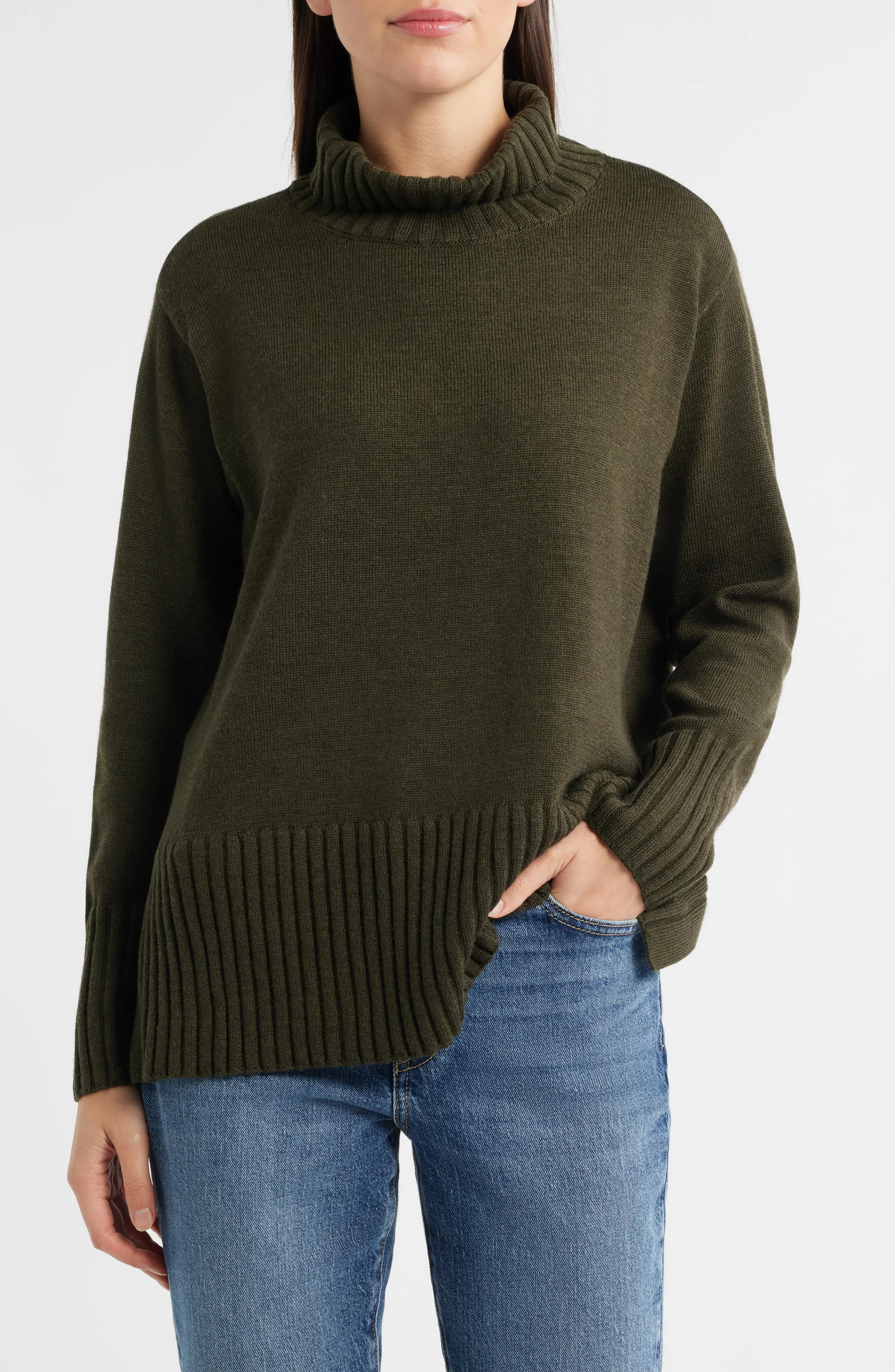 Eileen Fisher Turtleneck Merino Wool Sweater in Dove at Nordstrom, Size Small | Nordstrom