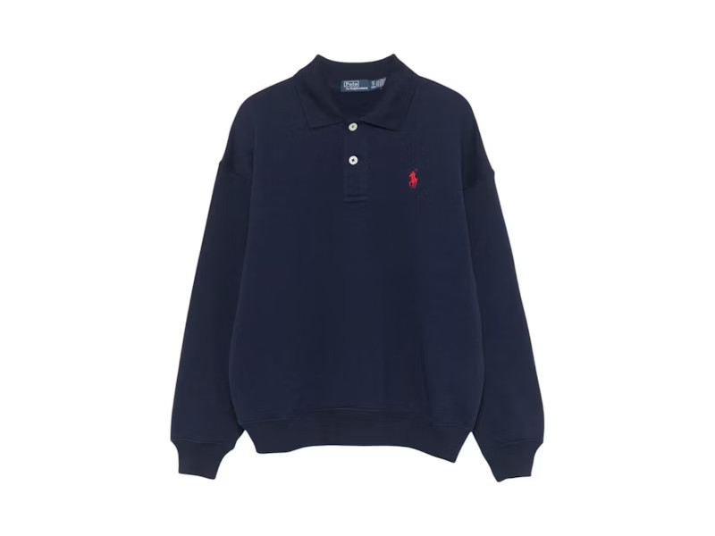 Women's Polo Ralph Lauren Collar Fleece Pullover in Pullover Navy Blue | StockX