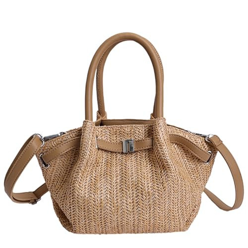 OWGSEE Straw Tote Bag for Women Summer Straw Crossbody Handbag Small Woven Beach Purse for Women Vacation (Khaki) | Amazon (US)