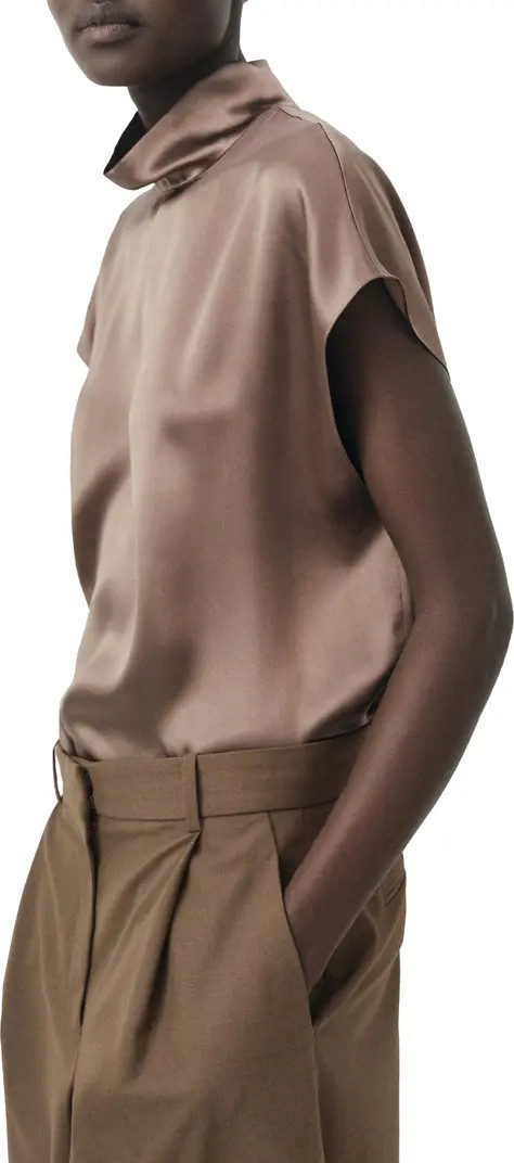 Selection Mock Neck Silk Satin Top | Nordstrom