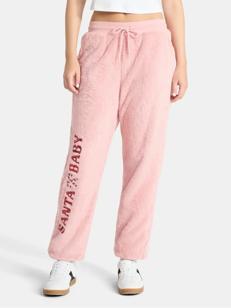 No Boundaries Christmas Plush Pants, 30'' Inseam, Women's, & Women's Plus | Walmart (US)