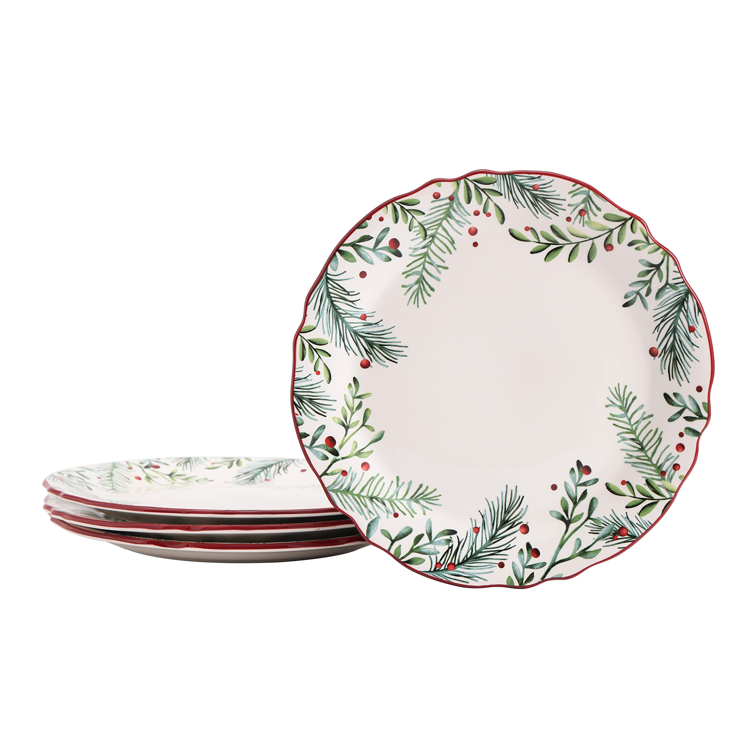 Bico Santa On The Way Wreath Scalloped Dinner Plates Set of 4, 11 Inch Large Ceramic Plates for P... | Amazon (US)