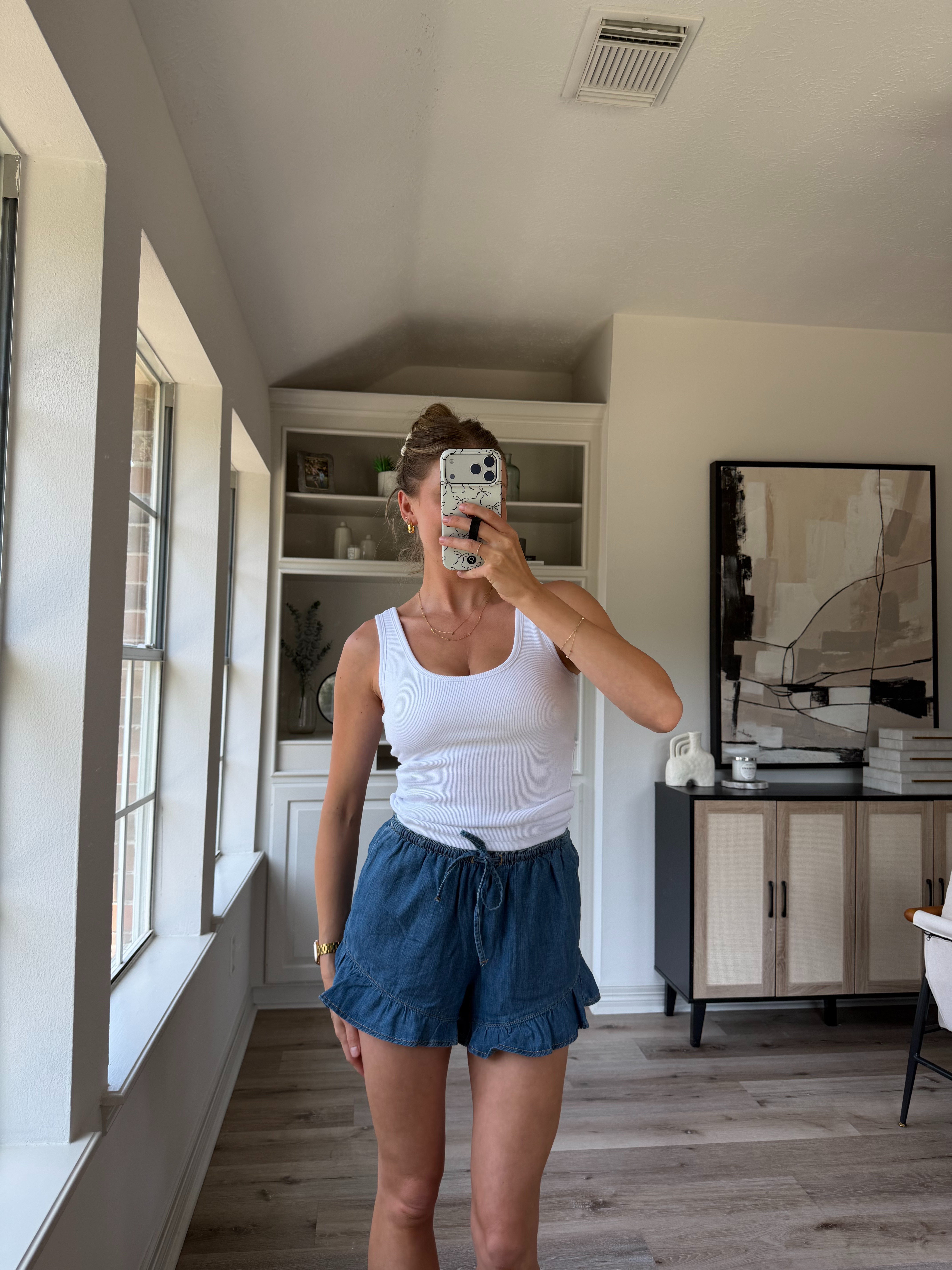 Casual summer outfit | tank has built in bra - wearing small, shorts are XS but meant to grab 

 #LTKootd #LTKmomlife