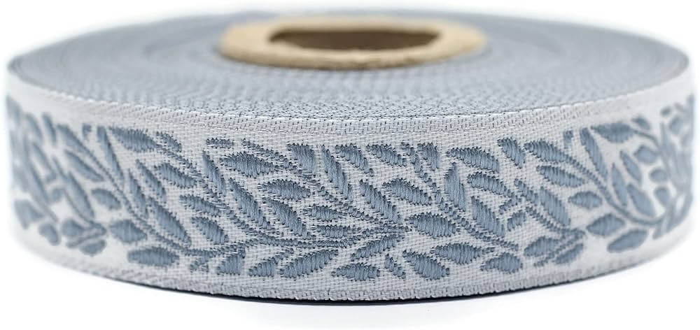 11 Yard Spool 0.79" Wide Blue Leaf Tendril Jacquard Ribbon Woven Trim Upholstery Fabric Sewing Tr... | Amazon (US)