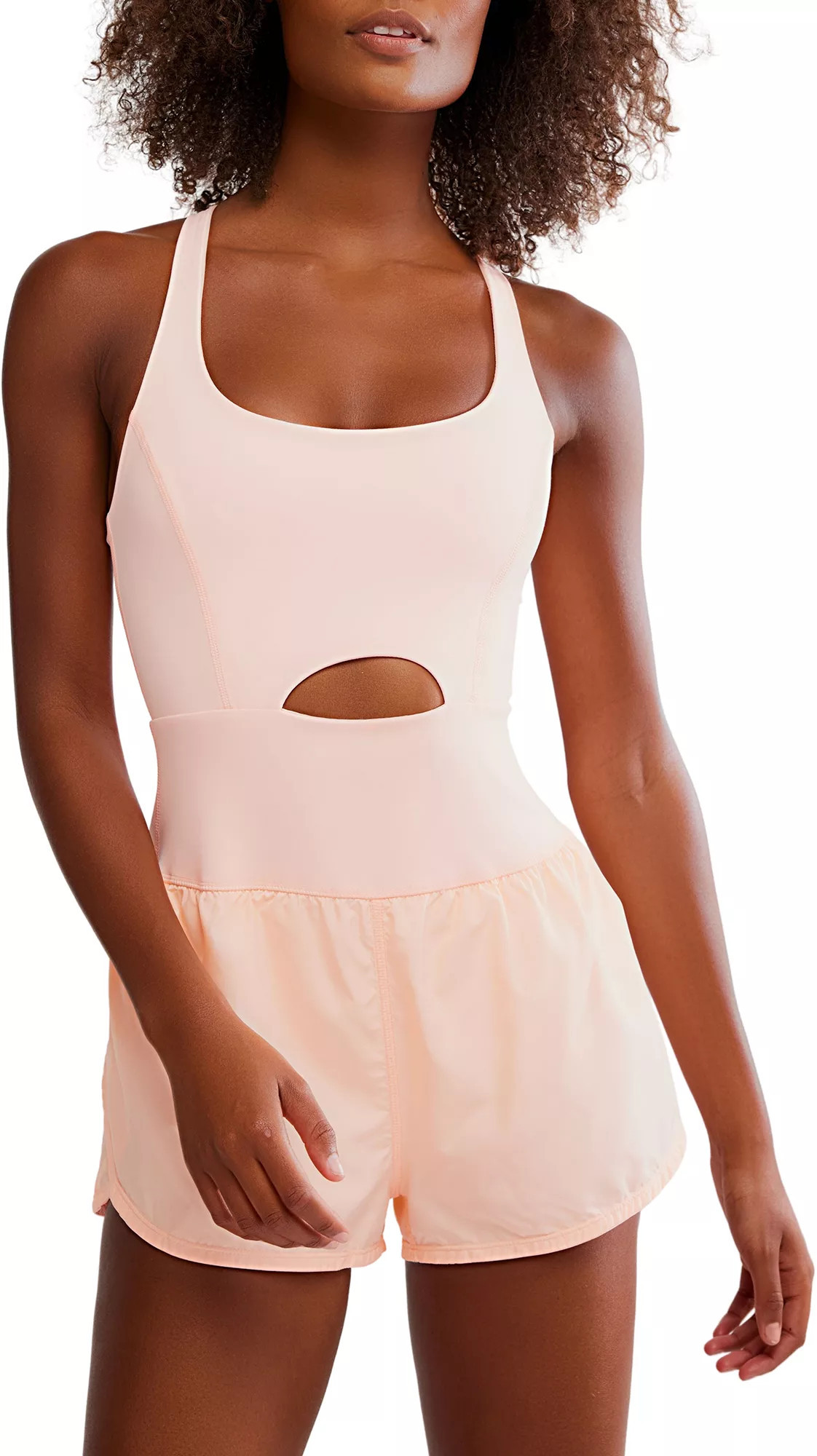 FP Movement Women's Righteous Runsie, Large, Pastel Peach | Going Going Gone