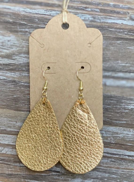 Gold Leather Earrings | Etsy | Etsy (US)