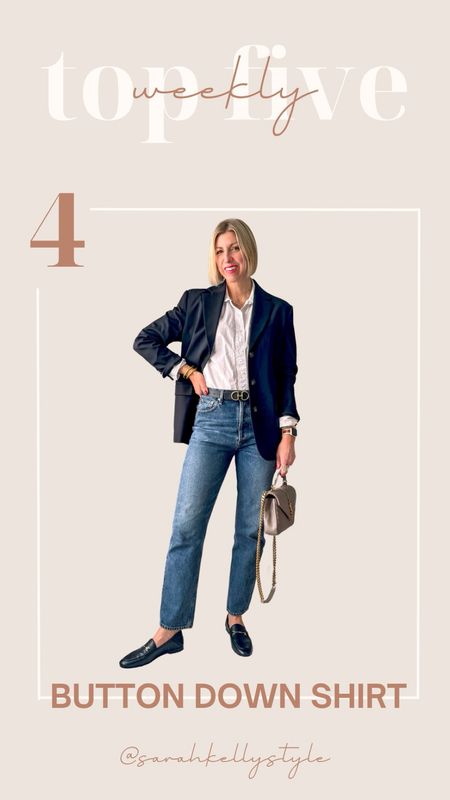 Top five best sellers from the week - High rise wide-leg jeans, Airessentials half zip, Reversible belt, Cotton button down shirt, Cream colors denim for spring and summer

#LTKSeasonal #LTKstyletip #LTKover40