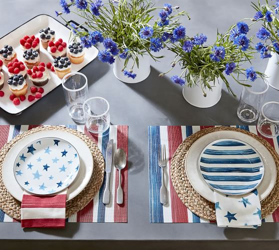 Americana Watercolor Cotton/Linen Napkins, Set of 4 - Assorted | Pottery Barn (US)