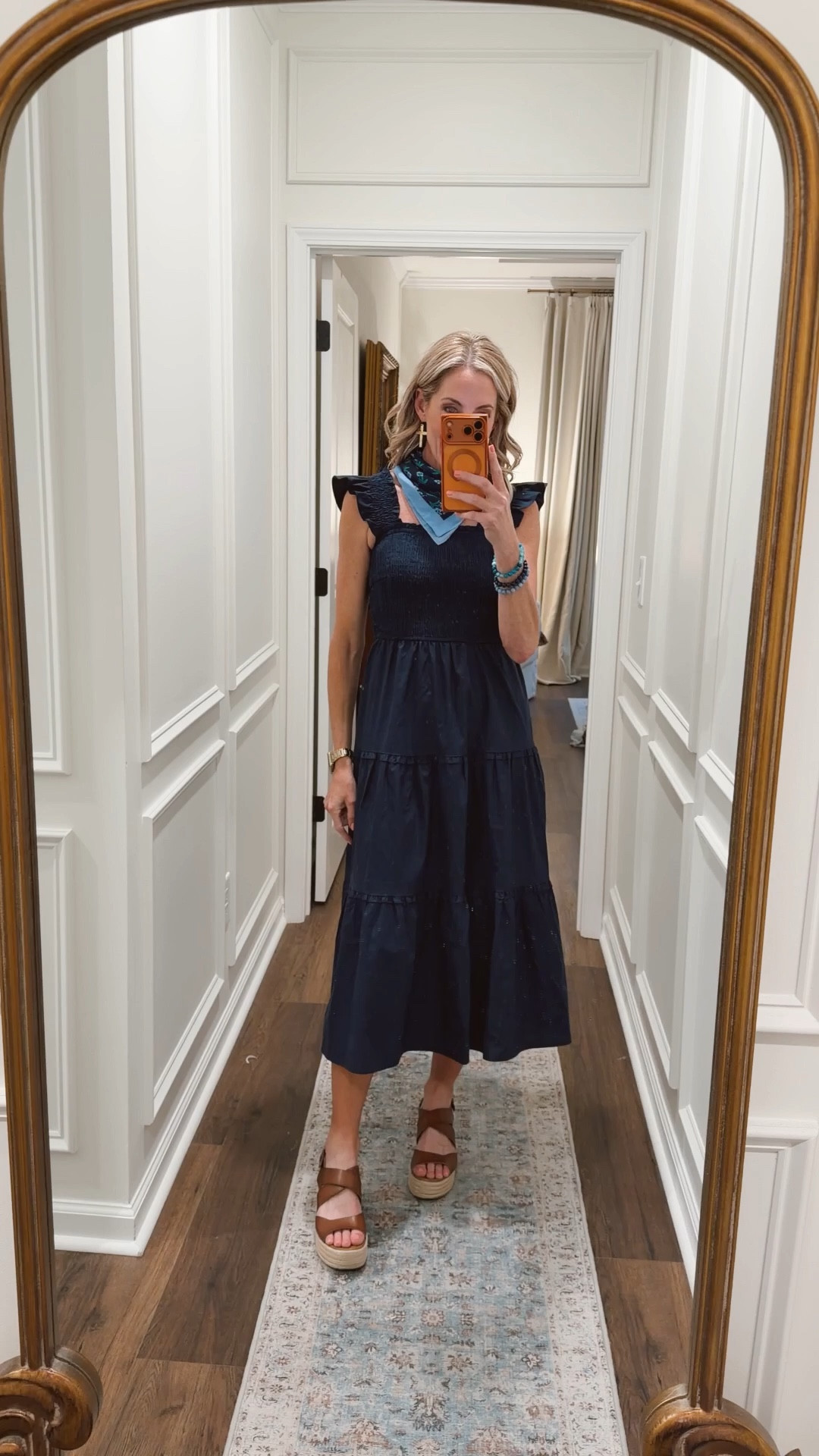 This $36 Walmart dress is a dress after my own heart.. it feels like home to be in a fun flirty dress like this with a ruffle sleeves and smocked bodice … @jcrew scarf 