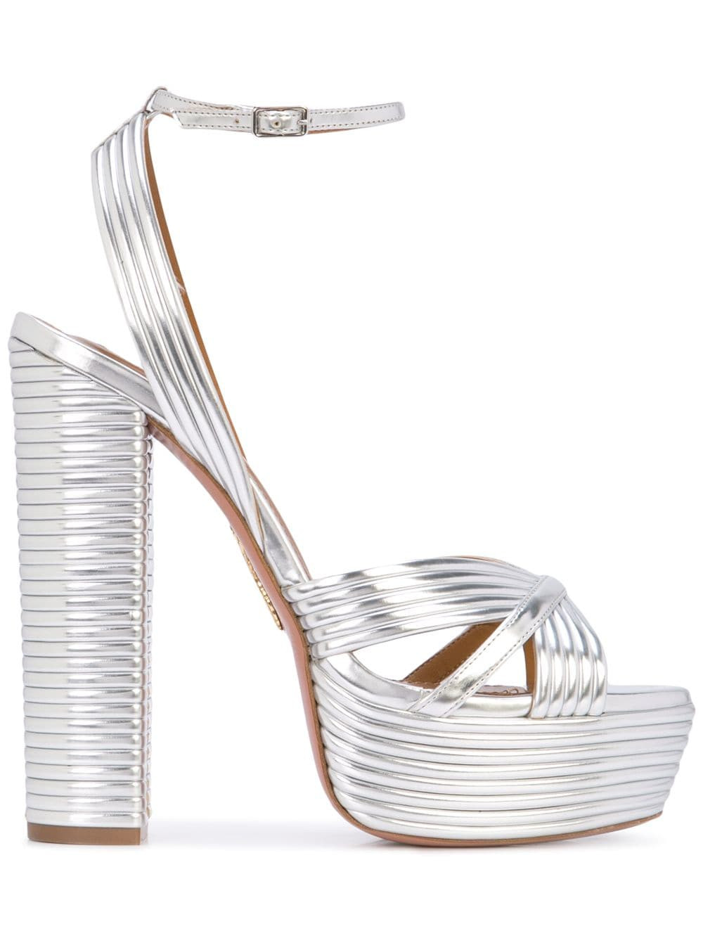 Aquazzura 140mm Sundance Plateau sandals - Silver | Farfetch Global