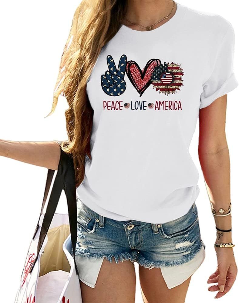 Cicy Bell Women's American Flag Shirt Short Sleeve USA 4th of July Patriotic T-Shirts | Amazon (US)