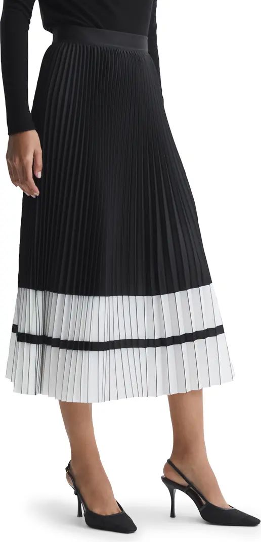Reiss Marie Colorblock Pleated Midi Skirt | Nordstrom | Nordstrom