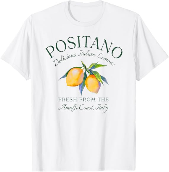 Amalfi Coast Italian Lemons Italian Town T-Shirt | Amazon (US)