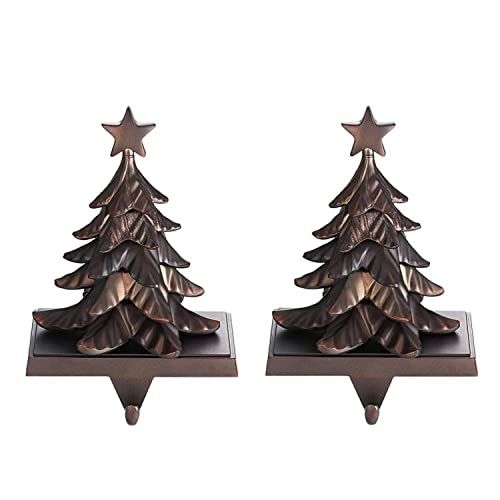 MINILIFE Christmas Stocking Copper Hanger Christmas Tree Stocking Holder for Mantle Holiday Mantle F | Amazon (US)