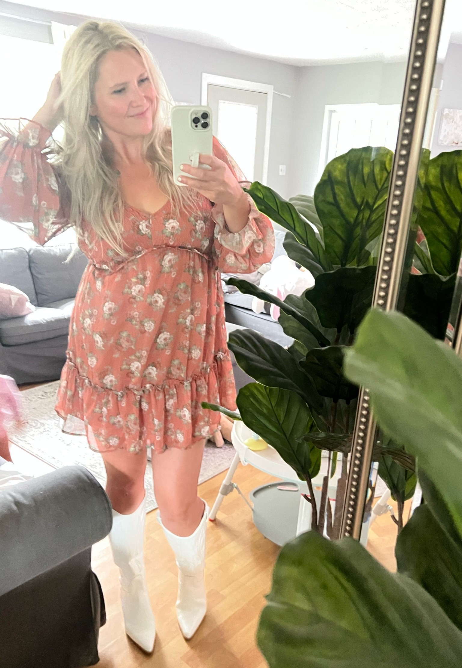 Love this boho dress giving southern belle vibes for fall! These cowboy boots are an Amazon steal! Wear for a family photoshoot or to the pumpkin patch 😍 