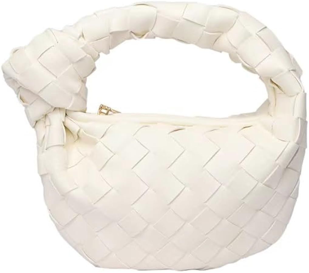 Women Handbag Bag for Women Leather Shoulder Bags Knotted Purse Soft Mini Hobo Clutch Orange… | Amazon (US)