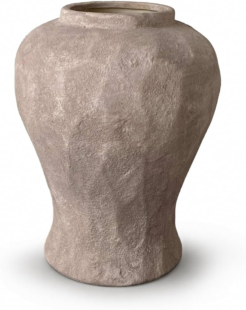 Rustic Ceramic Flower Vase, Vintage Curved Brown Textured Pottery D\u00e9cor | Amazon (US)