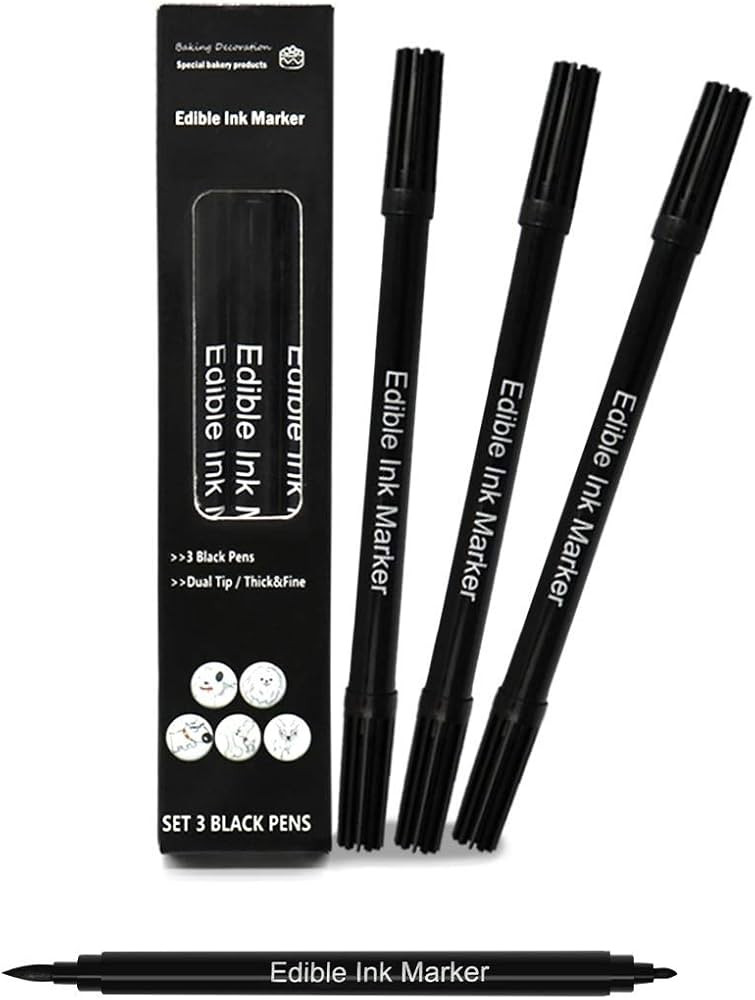 Edible Markers for Cookies Food Coloring Pens Fine and Thick Tip Food Grade Gourmet Writers for D... | Amazon (US)