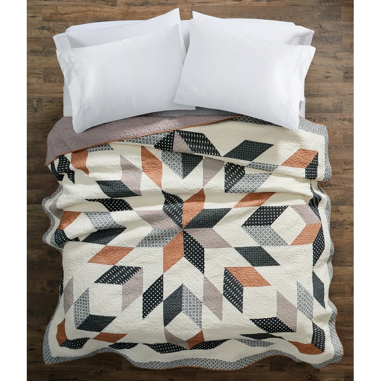 Better Homes & Gardens Starburst Patchwork Cotton Quilt, Off-White, King, All Ages - Walmart.com | Walmart (US)
