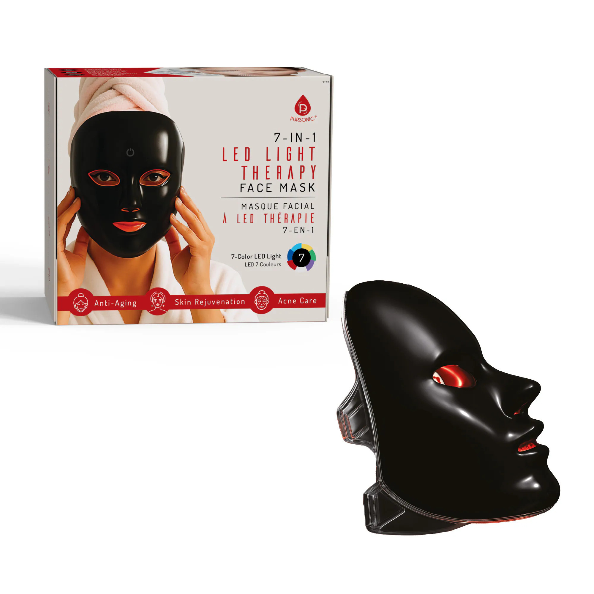 Pursonic 7in1 LED Light Therapy Face Mask Advanced Skincare at Home one_size | LLMK7BKB | Lowe's