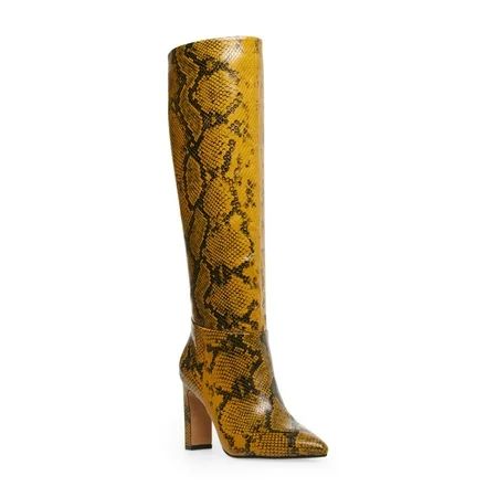 Steve Madden Joanis Yellow Snake Knee High Block Heel Pointed Toe Dress Boots (8.5 Yellow Multi) | Walmart (US)