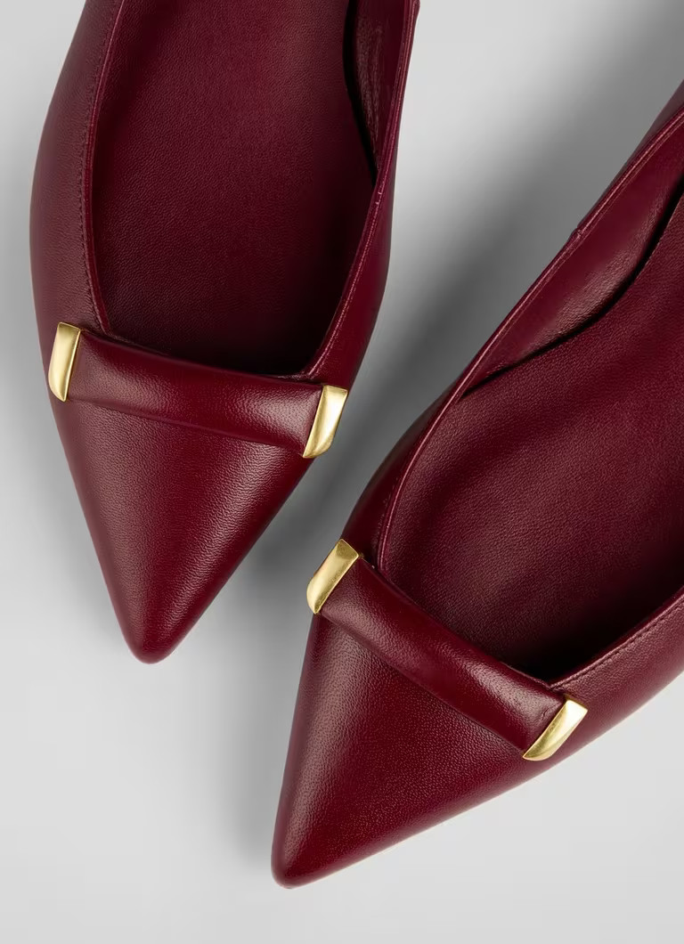 Blair Red Nappa Leather Bar Trim Flats | L.K. Bennett (UK)